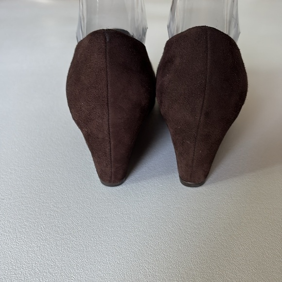 Stuart Weitzman Arise Suede Loafer Wedge Shoes Brown Neutral Minimalist Size 8.5 - Picture 10 of 13